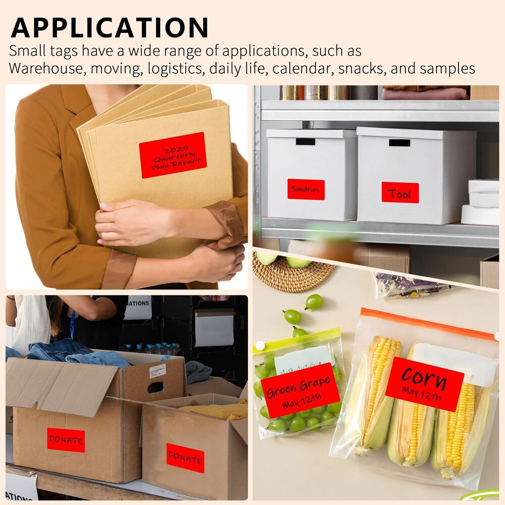 2539 3 x 5 Inch 500Pcs Rectangle Color Coding Stickers,Red Moving Box - Picture 7 of 7